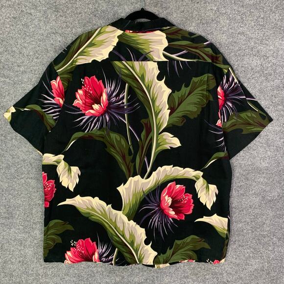 Vintage Iolani  Hawaiian Shirt‎ Mens XL Button Up Floral Black - Picture 2 of 8